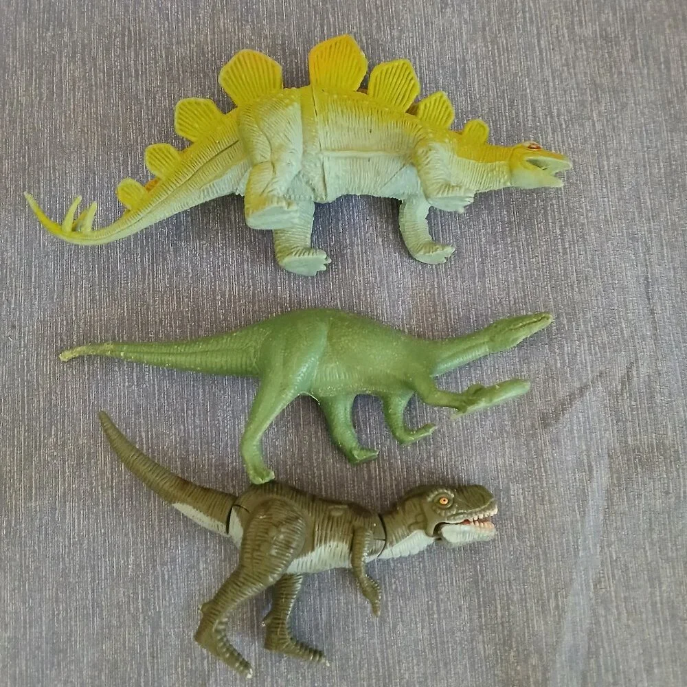 Bundle Vintage Dinosaurs: Stegosaurus +Tyrannosaurus + Baryonix x 3 plastic toy